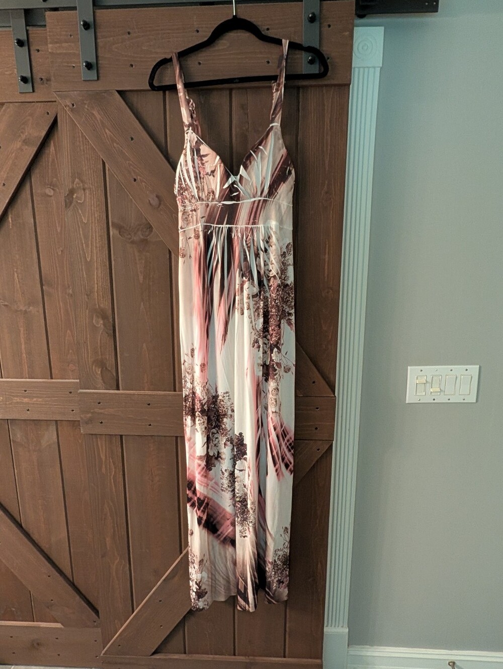 Magic Floral-Print Strappy Maxi Dress in Blush and Cream